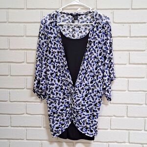 Robert Louis Built In Twist Front Polka-Dot Blouse. Size XL NWOT